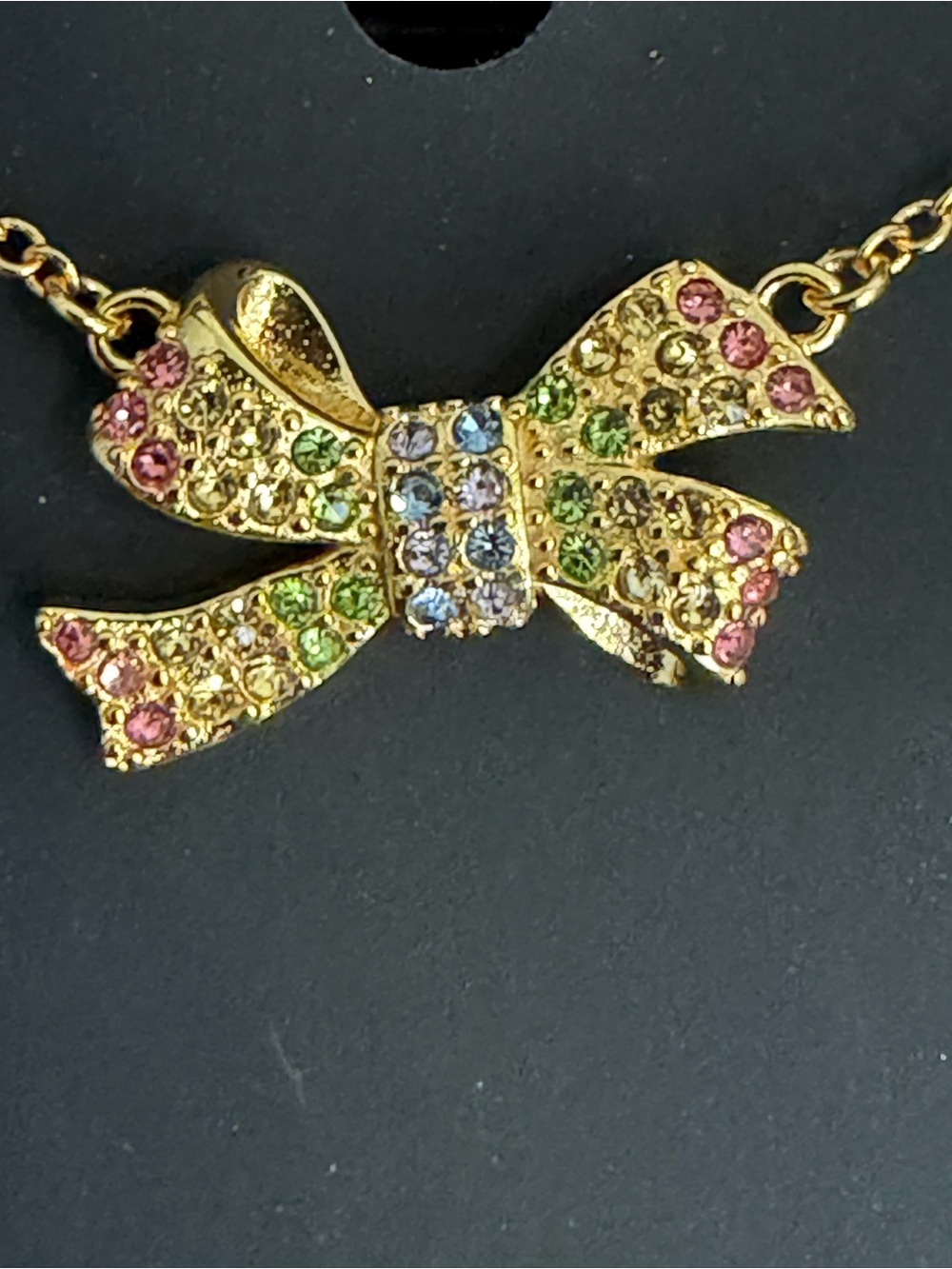 COACH New Bow Pendant Necklace with Multicolor Crystals